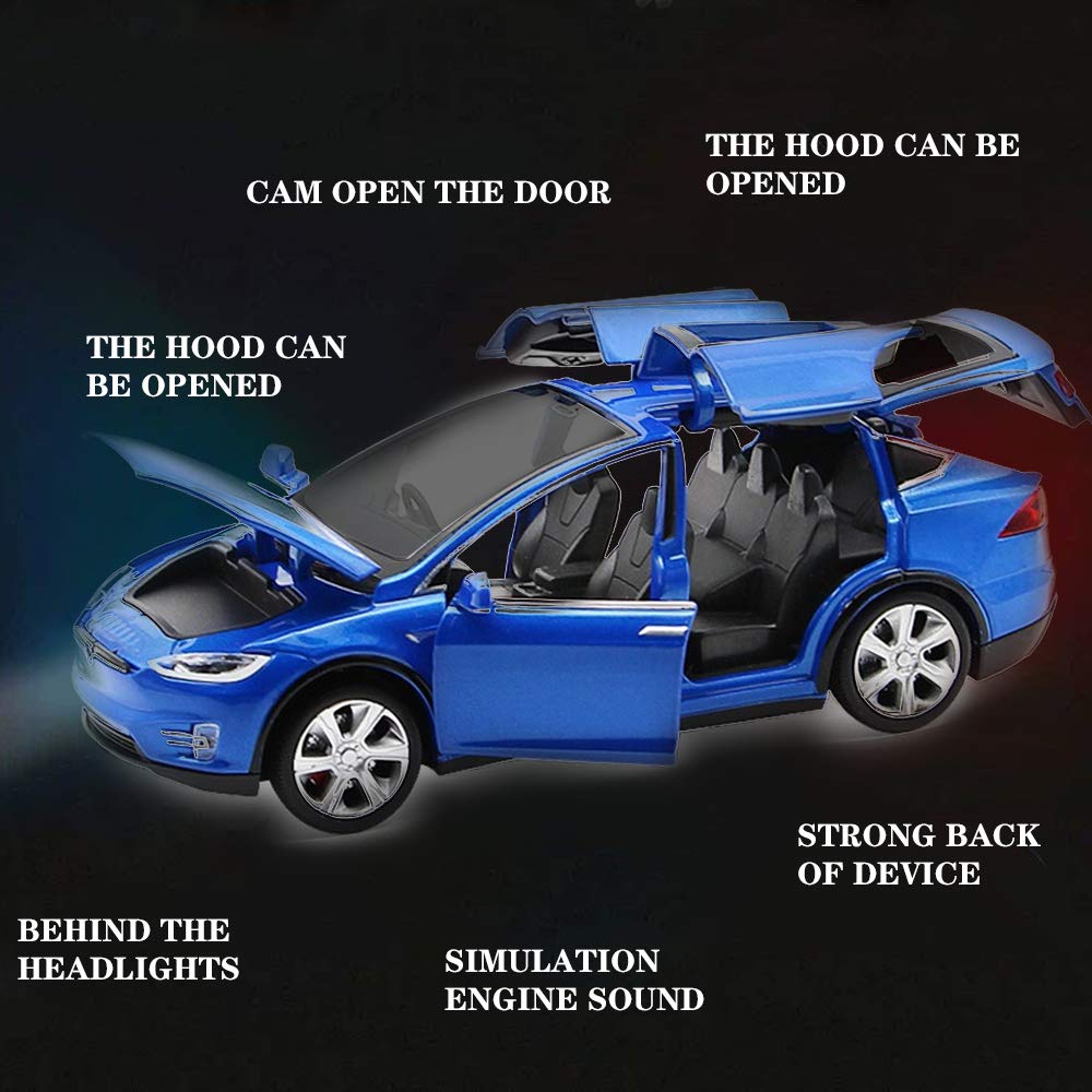 gidoyi Toy Car Model X – 1:32 Scale Pull-Back Car with Lights & Sound (Blue)