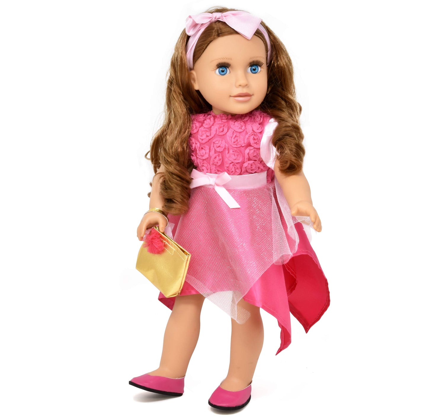 Gift Boutique 18-Inch Girl Doll – Fashion Doll with Fine Hair, Pink Shoes & Accessories