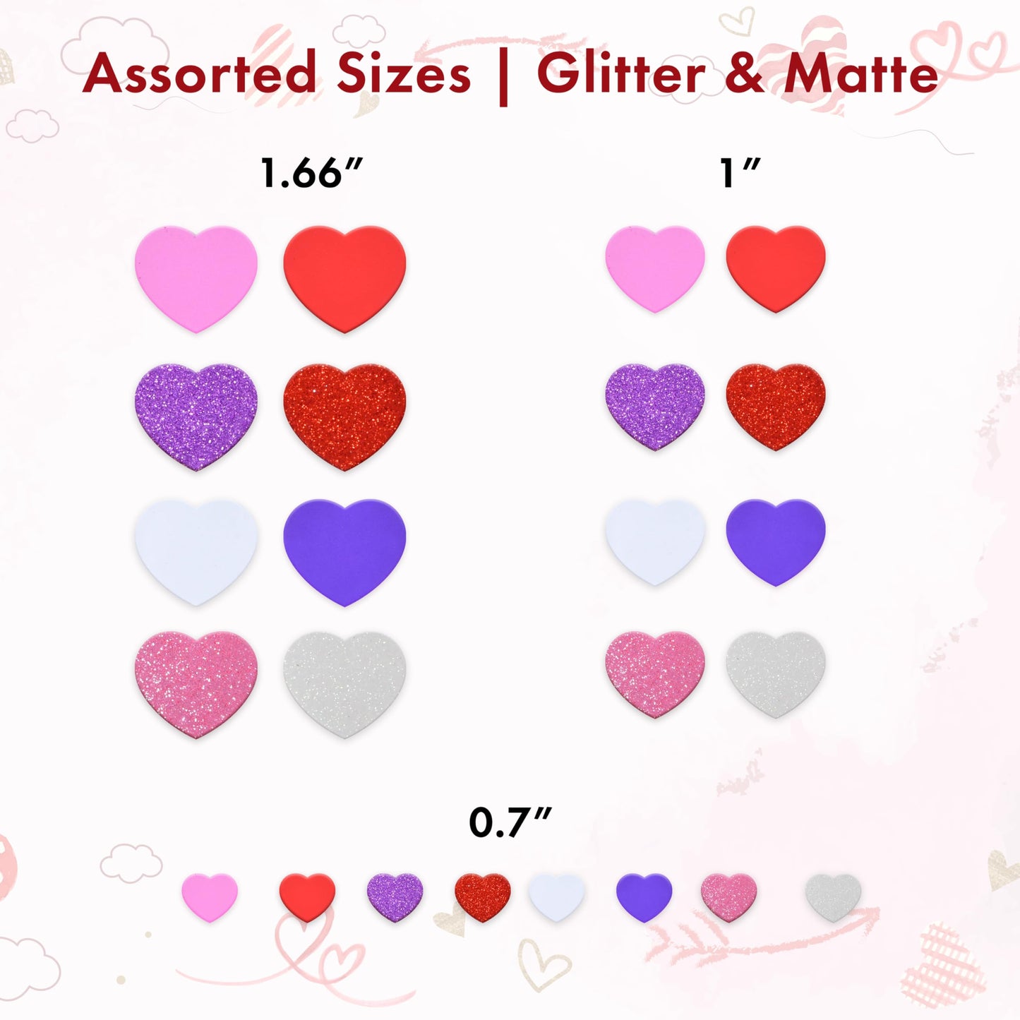 Gift Boutique 360 Foam Heart Stickers – Glitter & Matte EVA Hearts for DIY Cards, Scrapbooking & Valentine Decor