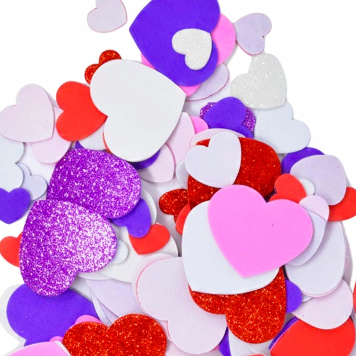 Gift Boutique 360 Foam Heart Stickers – Glitter & Matte EVA Hearts for DIY Cards, Scrapbooking & Valentine Decor
