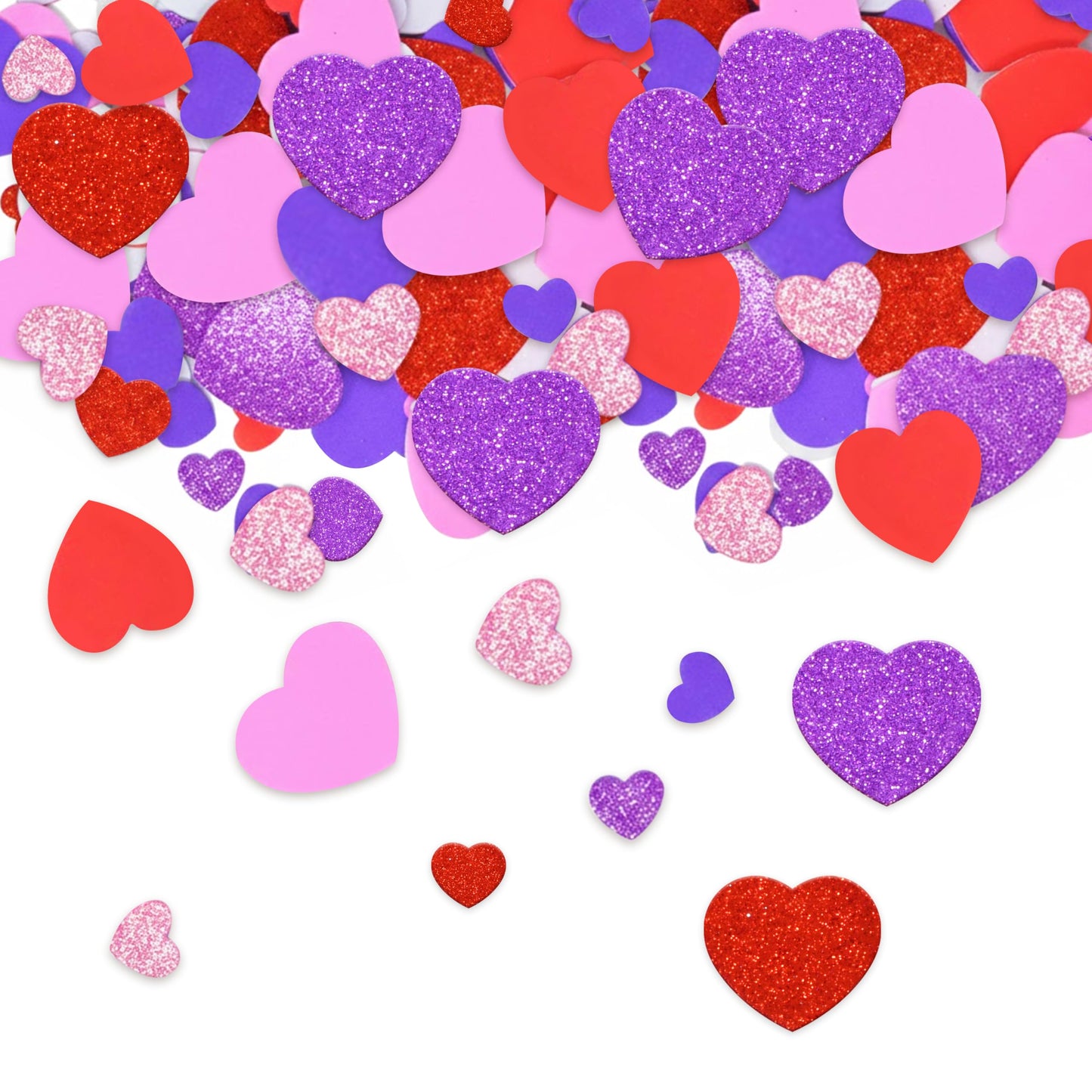 Gift Boutique 360 Foam Heart Stickers – Glitter & Matte EVA Hearts for DIY Cards, Scrapbooking & Valentine Decor
