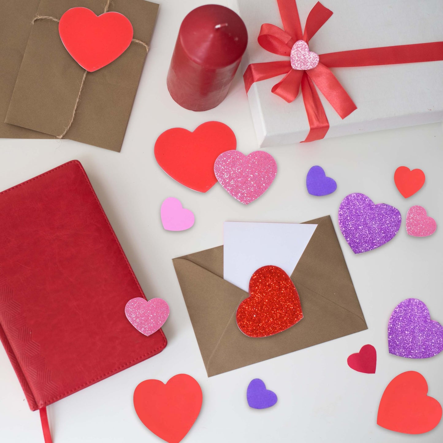 Gift Boutique 360 Foam Heart Stickers – Glitter & Matte EVA Hearts for DIY Cards, Scrapbooking & Valentine Decor