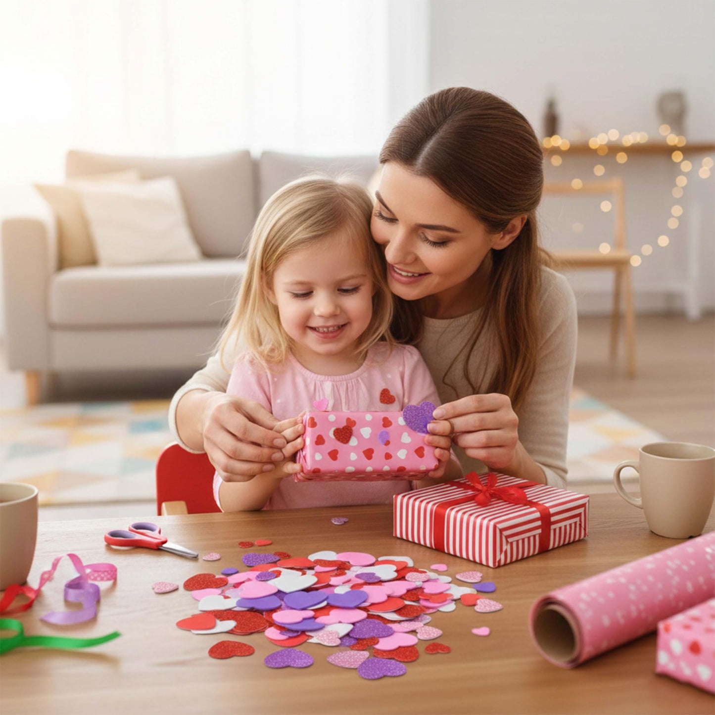 Gift Boutique 360 Foam Heart Stickers – Glitter & Matte EVA Hearts for DIY Cards, Scrapbooking & Valentine Decor