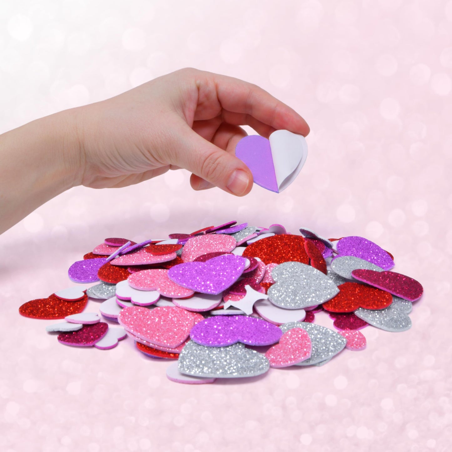 Gift Boutique 360 Foam Heart Stickers – Glitter & Matte EVA Hearts for DIY Cards, Scrapbooking & Valentine Decor