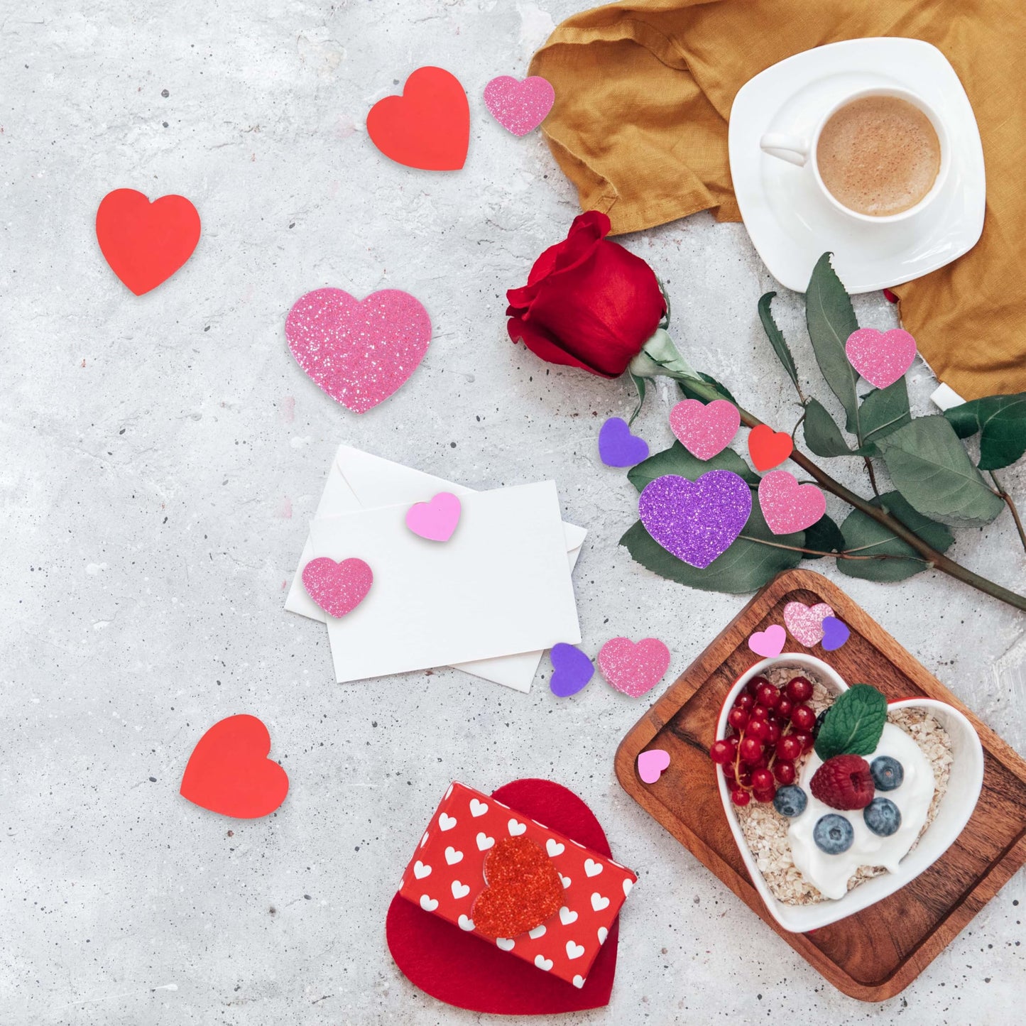 Gift Boutique 360 Foam Heart Stickers – Glitter & Matte EVA Hearts for DIY Cards, Scrapbooking & Valentine Decor