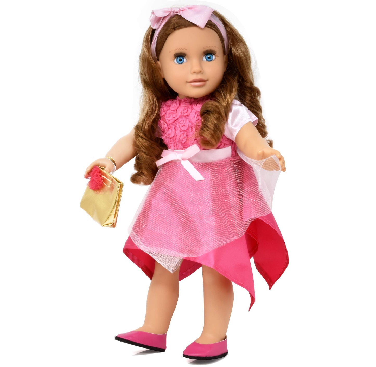 Gift Boutique 18-Inch Girl Doll – Fashion Doll with Fine Hair, Pink Shoes & Accessories