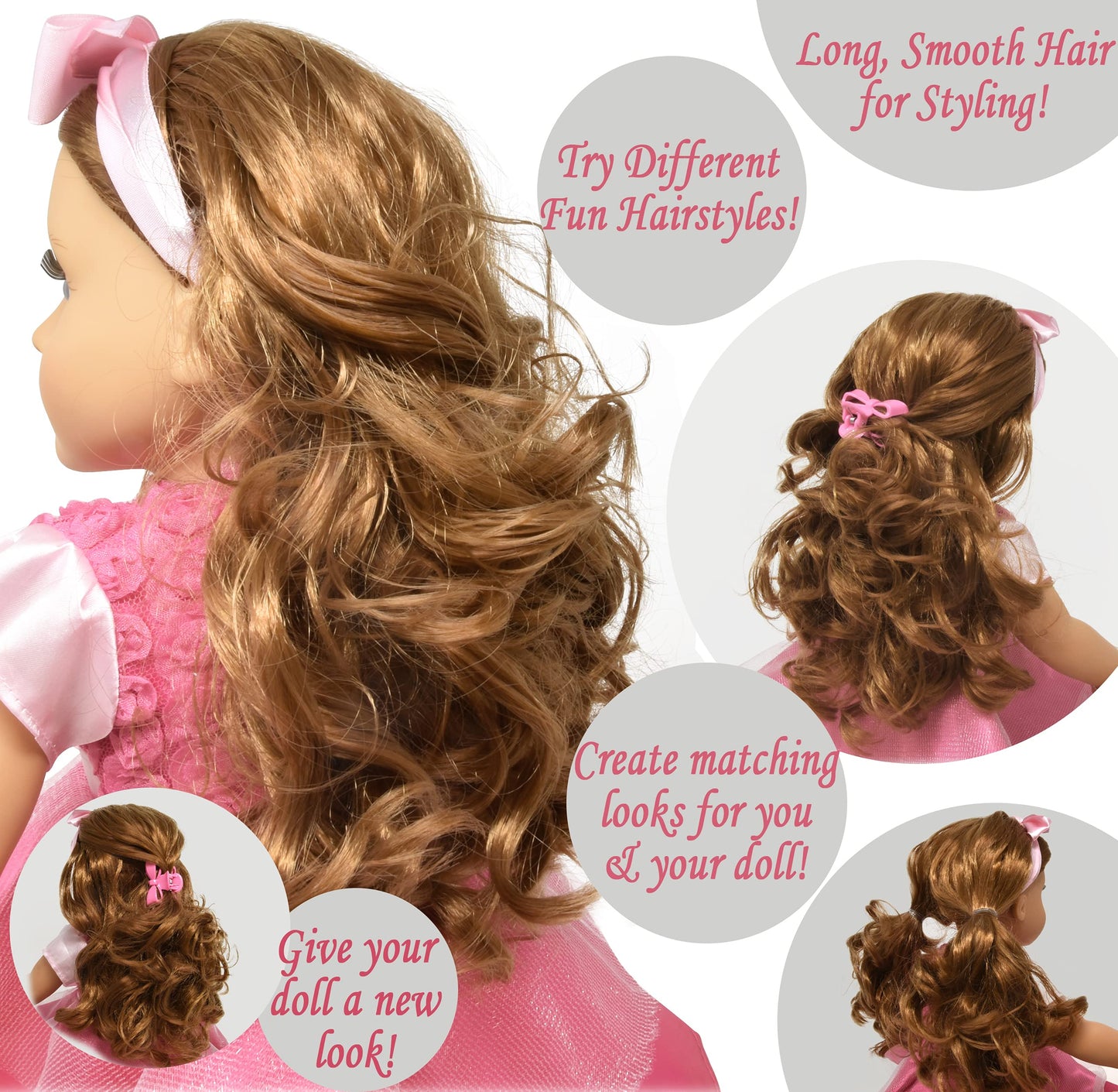 Gift Boutique 18-Inch Girl Doll – Fashion Doll with Fine Hair, Pink Shoes & Accessories