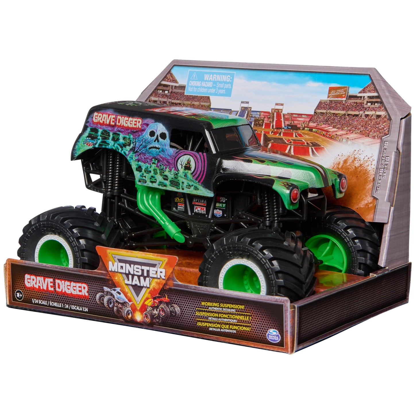 Monster Jam Official Grave Digger 1:24 Die-Cast Truck | Collectible Monster Jam Toys