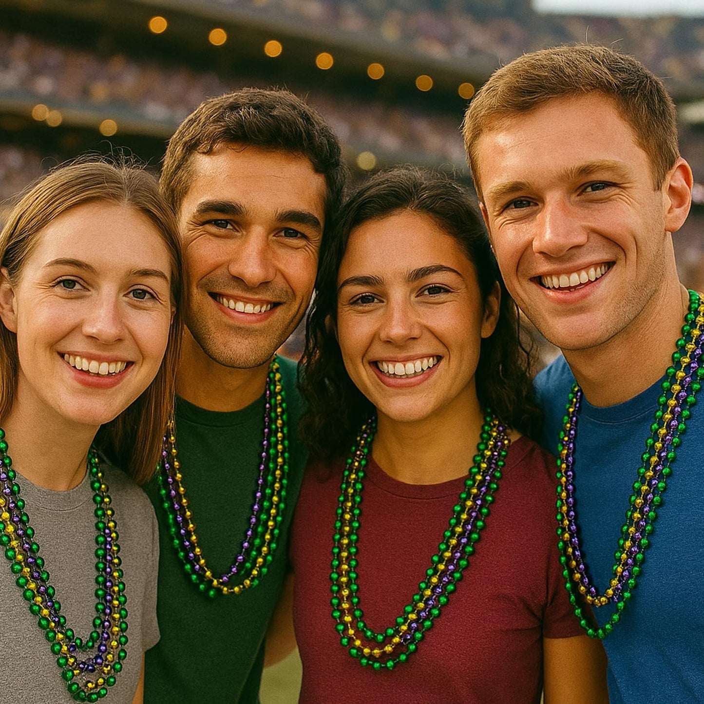 GiftExpress 33-inch Mardi Gras Beads Necklace Bundle – 12pcs, 3 Metallic Colors