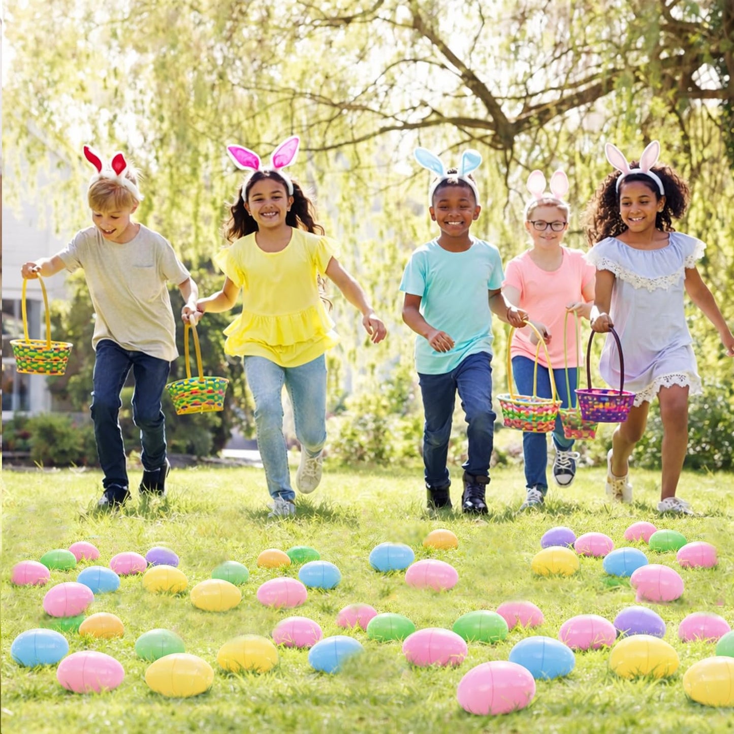 GiftExpress Pastel Color Easter Eggs – 50-Pack Hinged Plastic Eggs for Easter Baskets & Egg Hunts