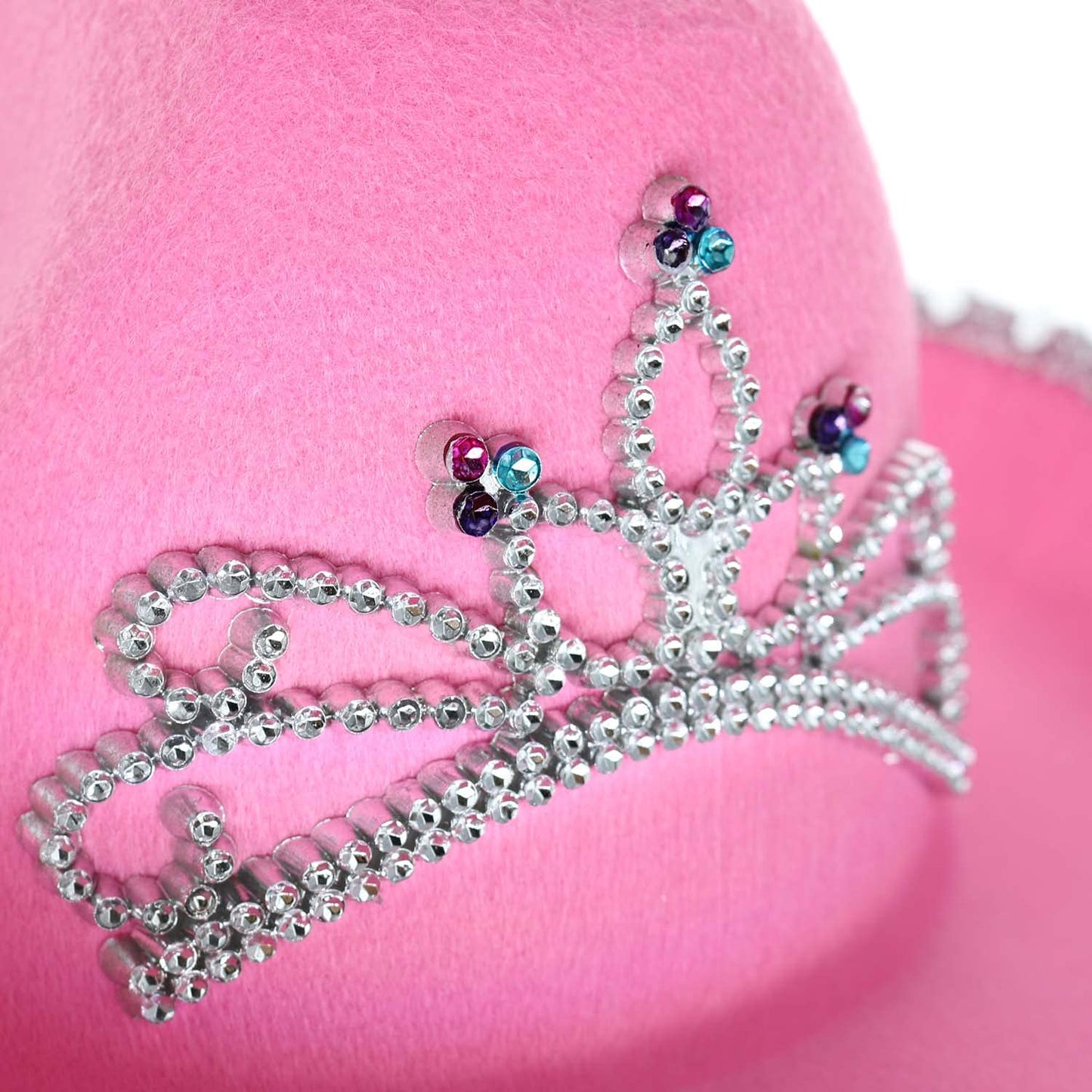 GiftExpress Pink Cowboy Hat With Tiara – Child Size Felted Wool Western Costume Accessory