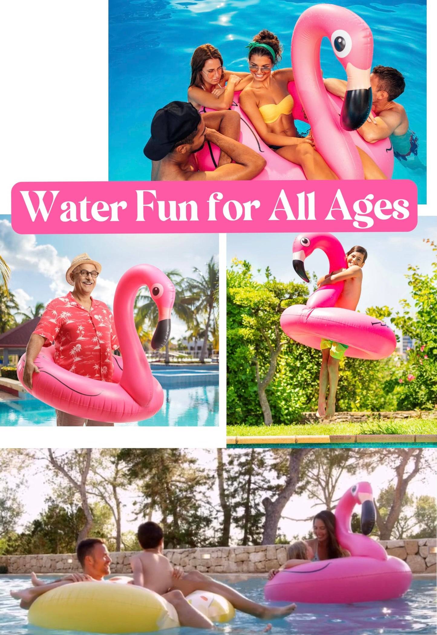 GiftExpress 48-Inch Inflatable Flamingo Pool Float – Adults & Kids Lounger