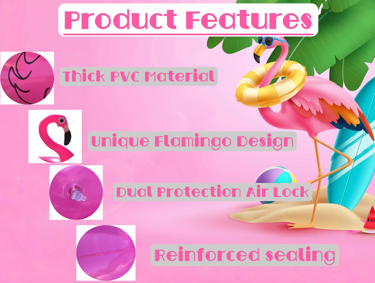 GiftExpress 48-Inch Inflatable Flamingo Pool Float – Adults & Kids Lounger