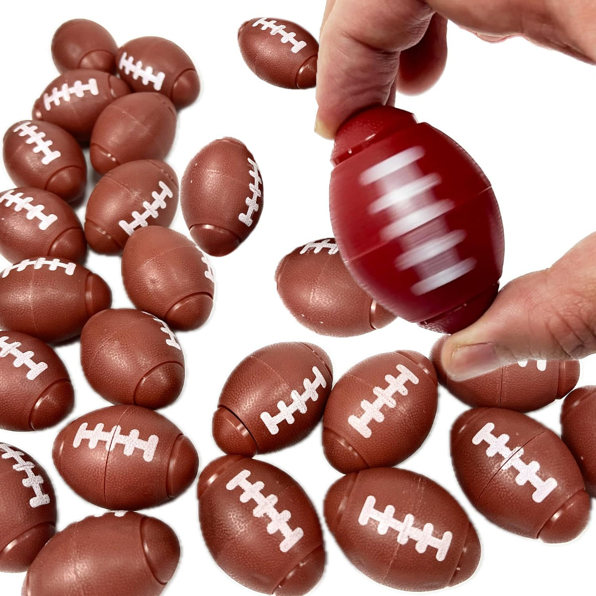 GiftExpress 25pc Football Fidget Spinners – Brown Mini Football Party Favors