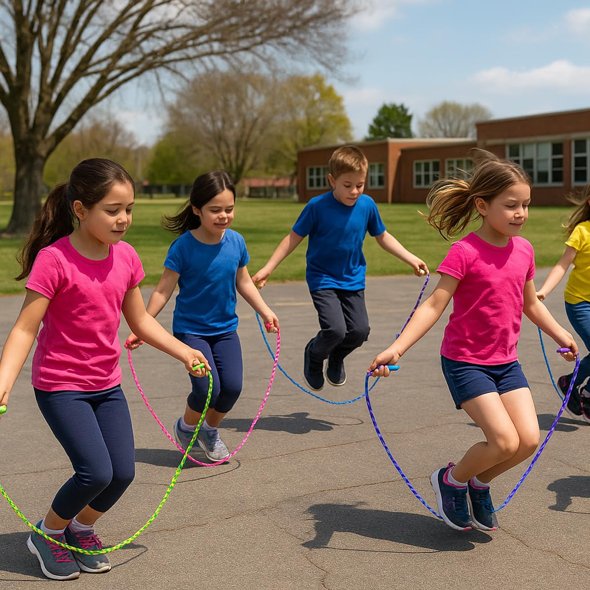 GiftExpress Adjustable Colorful Jump Rope – 6-Pack for Kids and Teens