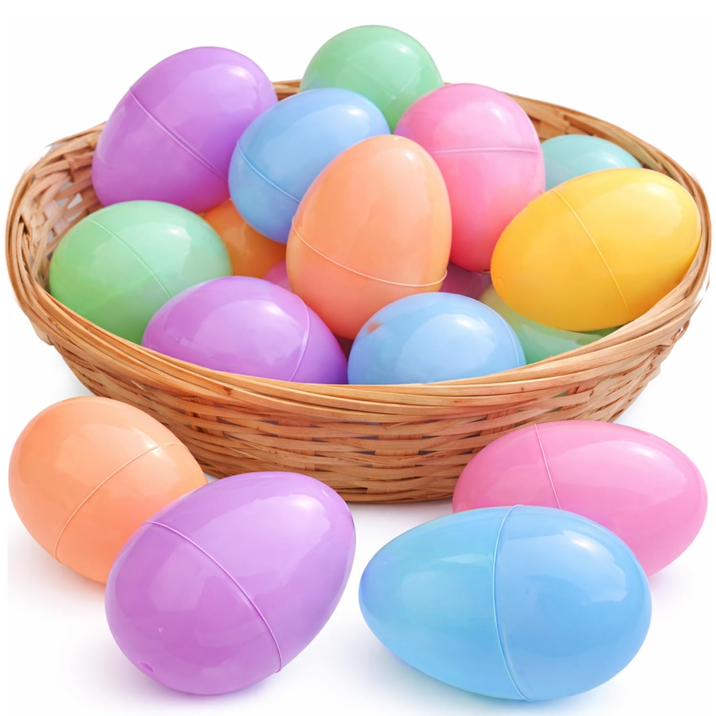 GiftExpress Pastel Color Easter Eggs – 50-Pack Hinged Plastic Eggs for Easter Baskets & Egg Hunts
