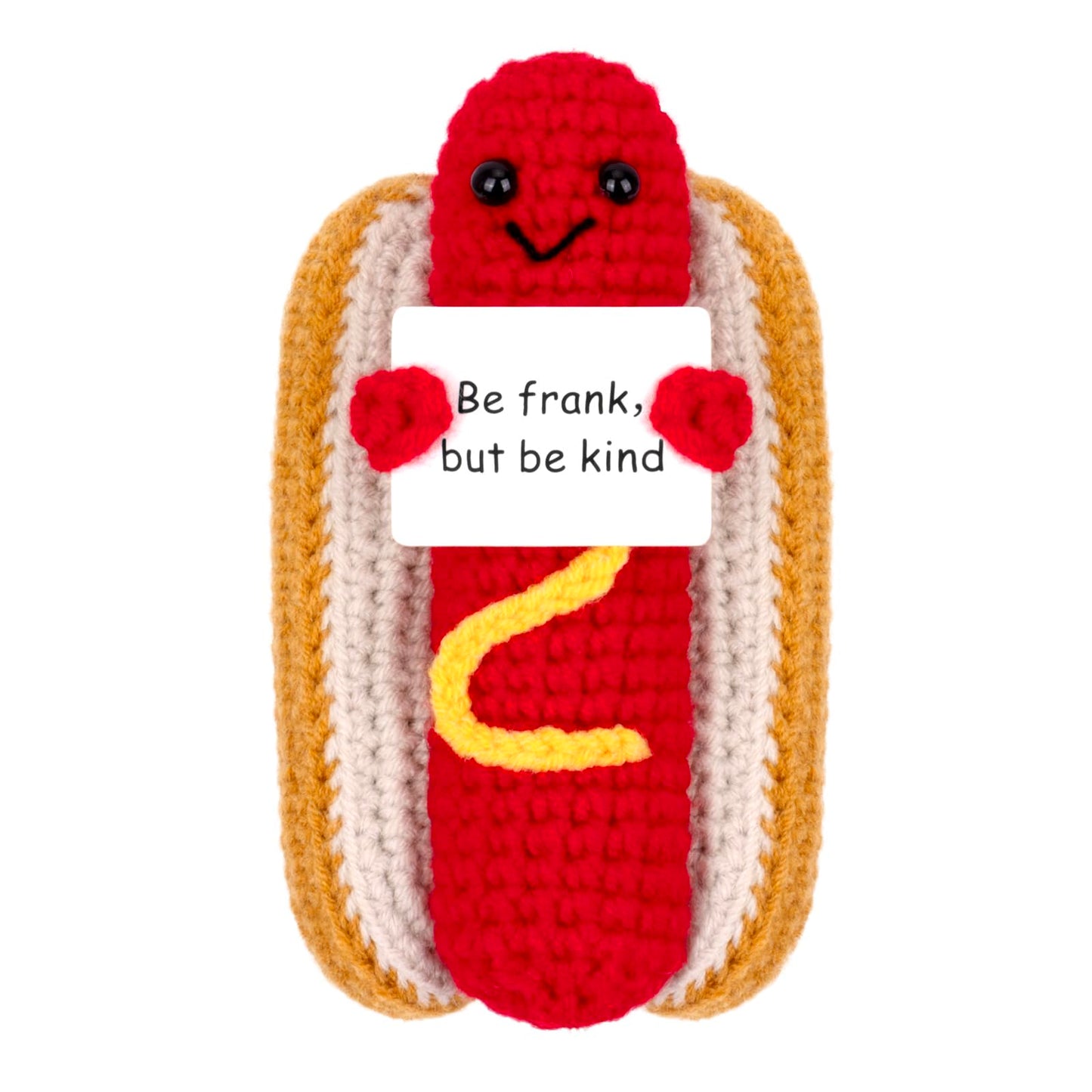 GIFTIARA Funny Positive Hot Dog – Emotional Support Crochet Toy | Cute Gift Idea
