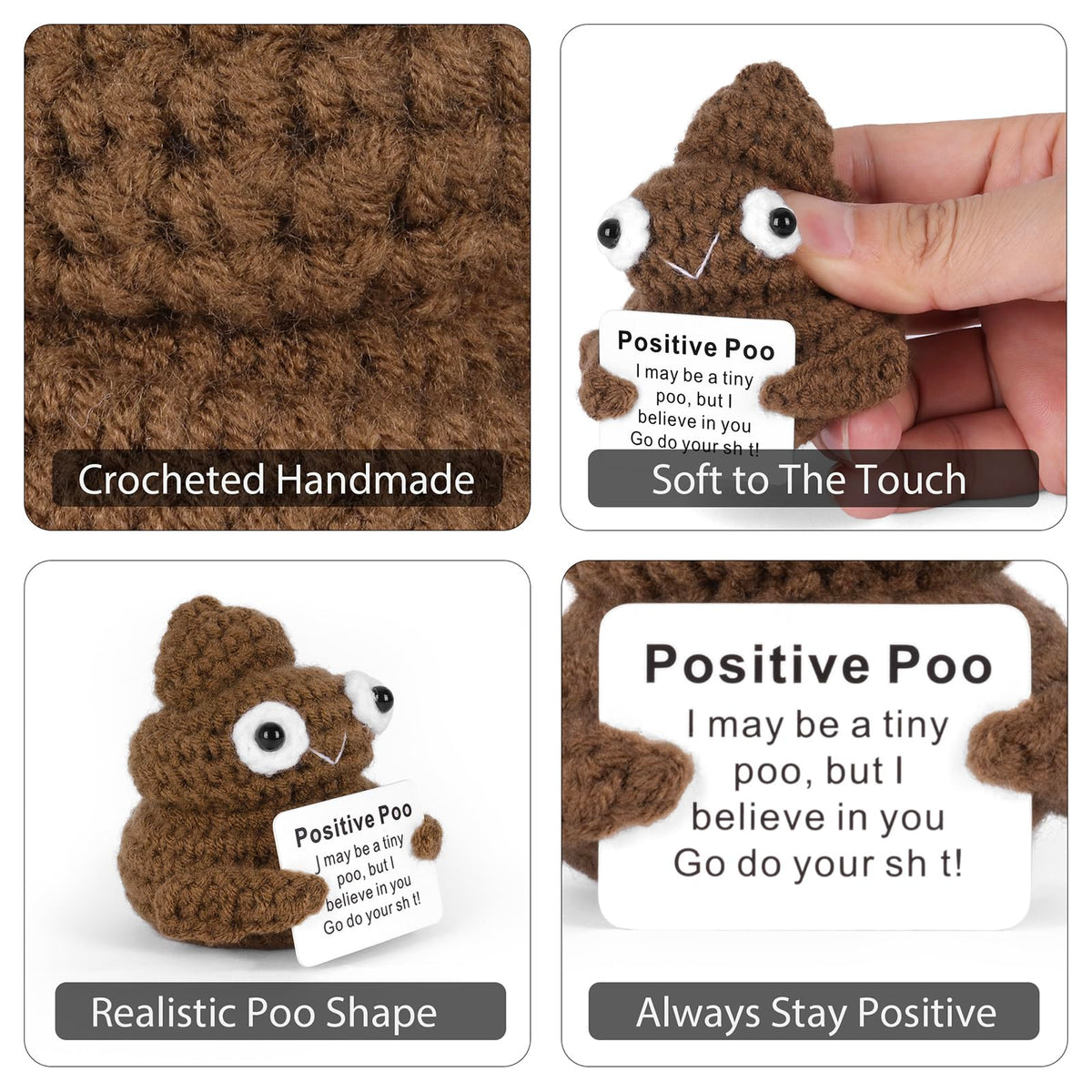 GIFTIARA Positive Poo Crochet Toy – Cute Cheer-Up Gift for Best Friends, Housewarmings, and Teachers