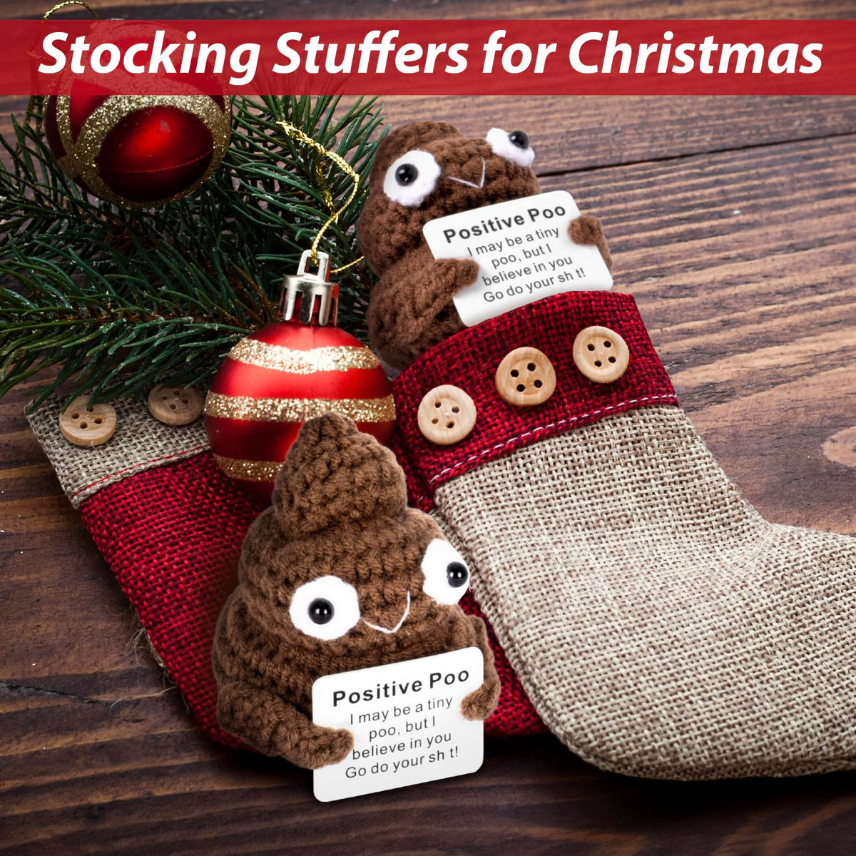 GIFTIARA Positive Poo Crochet Toy – Cute Cheer-Up Gift for Best Friends, Housewarmings, and Teachers