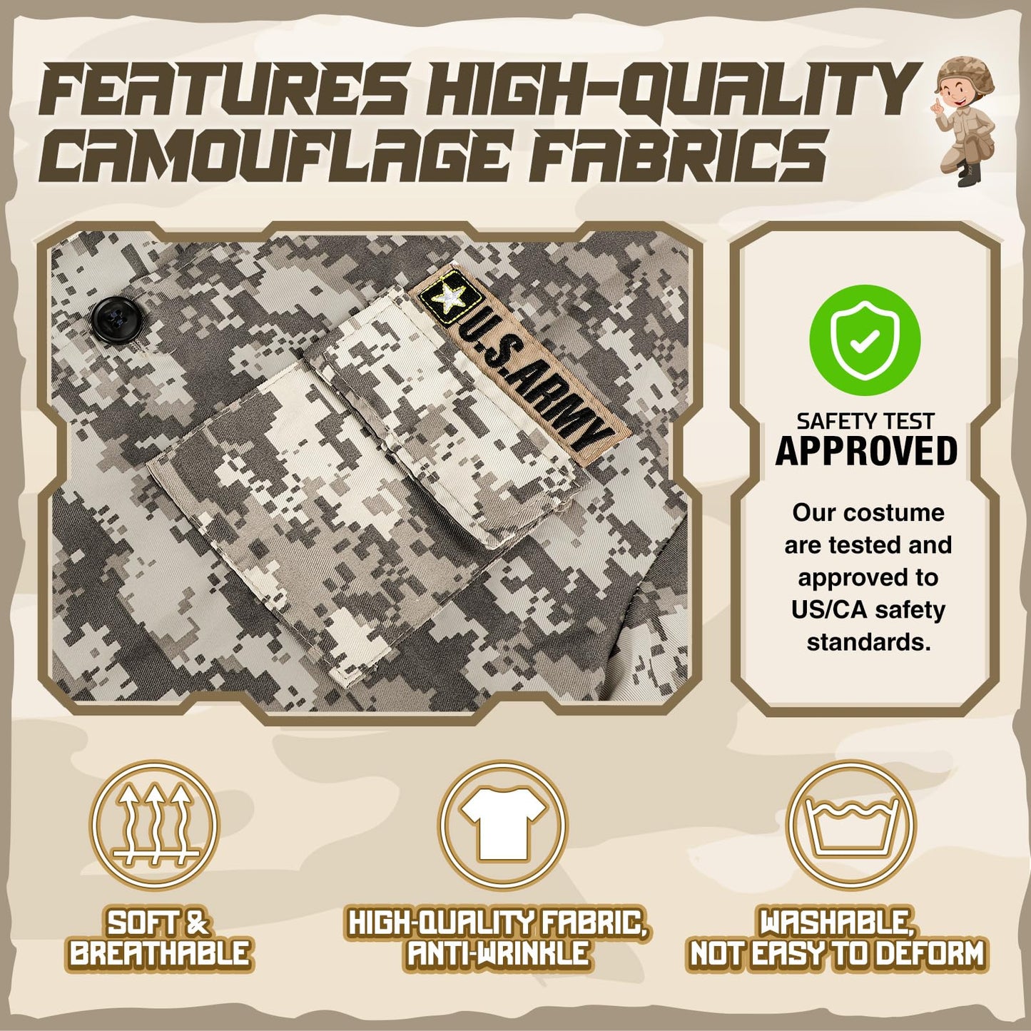 GIFTINBOX Army Costume for Kids - Soldier Military Dress-Up for Boys