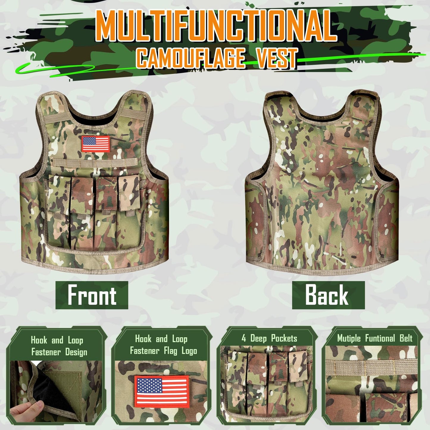 Giftinbox Army Costume for Boys – Deluxe 5-Piece Soldier Outfit & Accessories (3–13)