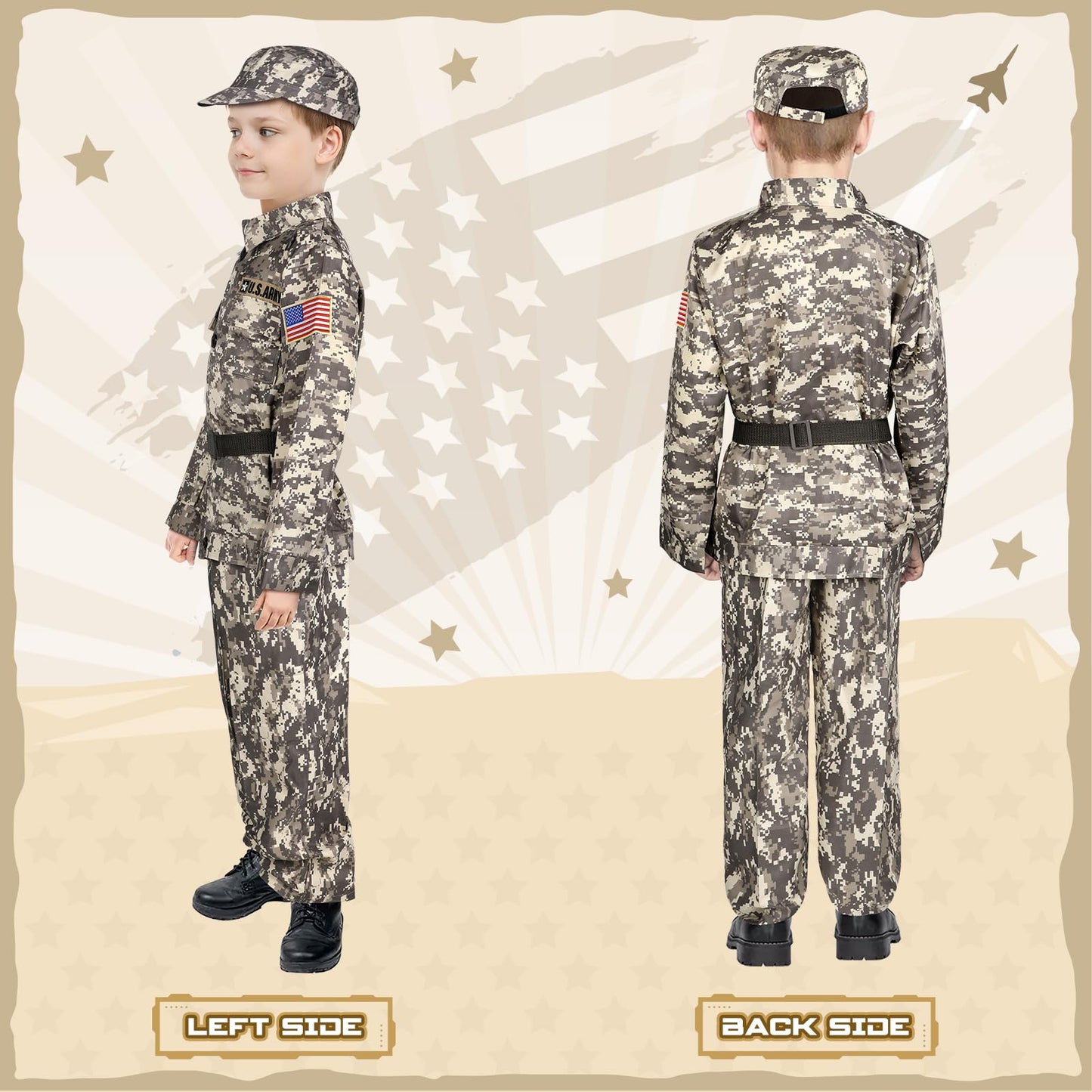 GIFTINBOX Army Costume for Kids - Soldier Military Dress-Up for Boys