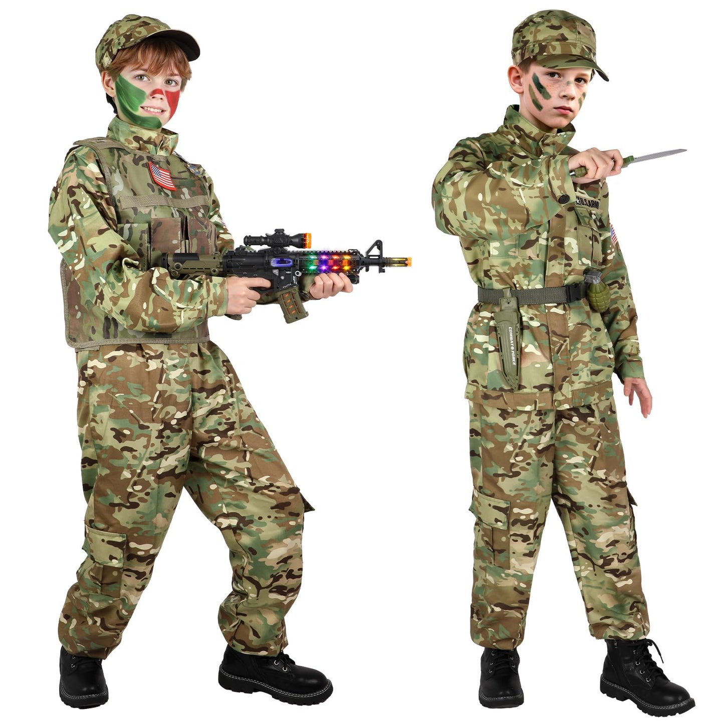 Giftinbox Army Costume for Boys – Deluxe 5-Piece Soldier Outfit & Accessories (3–13)