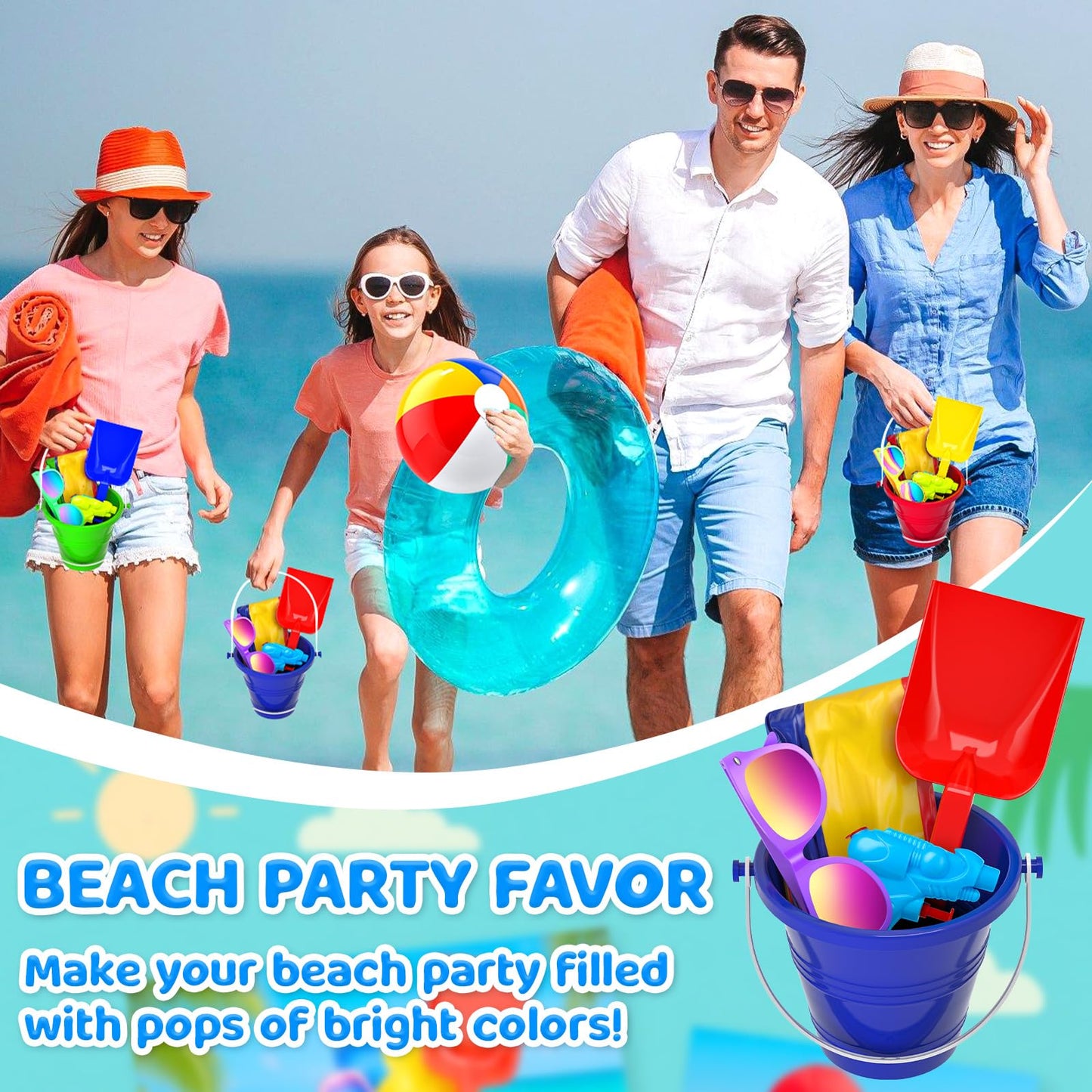 GIFTINBOX 122Pcs Pool Beach Summer Party Favors for Kids 4–8 | Beach Balls, Buckets & Accessories