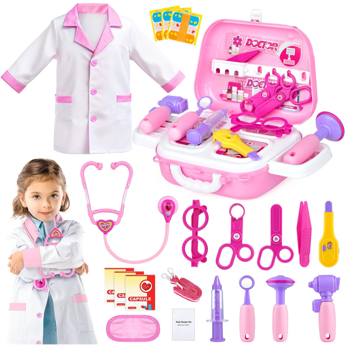 GiftinBOX Doctor Costume Kit for Kids – 22-Piece Medical Playset