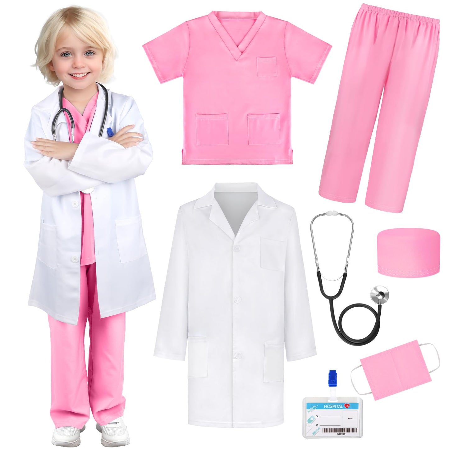 GIFTINBOX Doctor Costume for Kids with Real Stethoscope | 3-11 Years