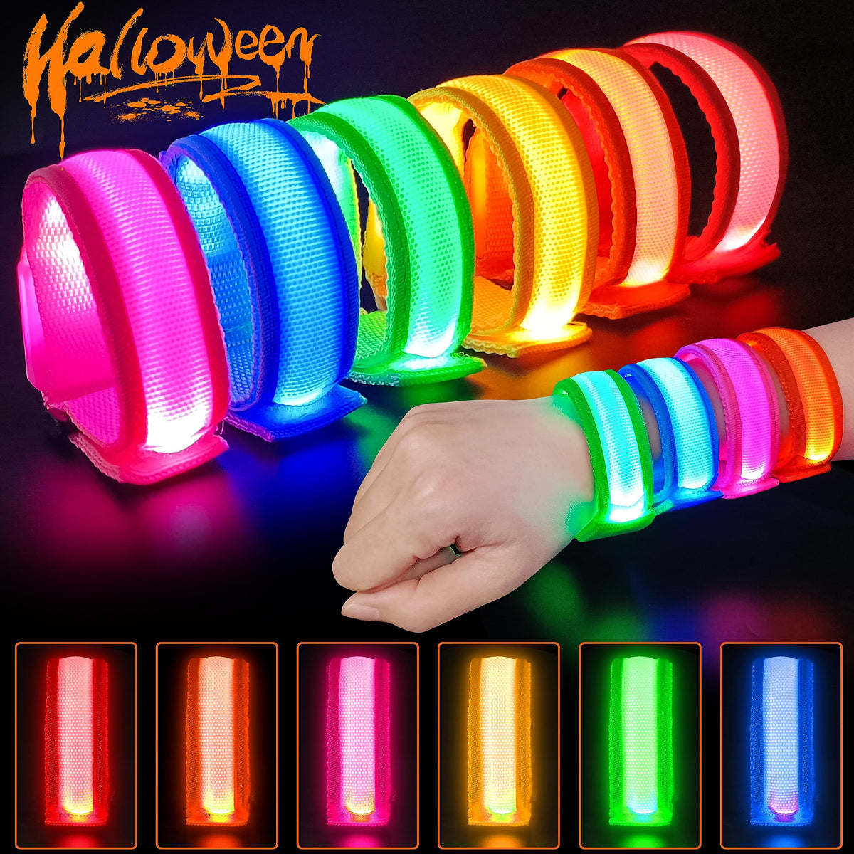 GIFTINBOX LED Light Up Bracelets – 12/6 Pack Glow Wristbands for Night Events, Concerts & Festivals