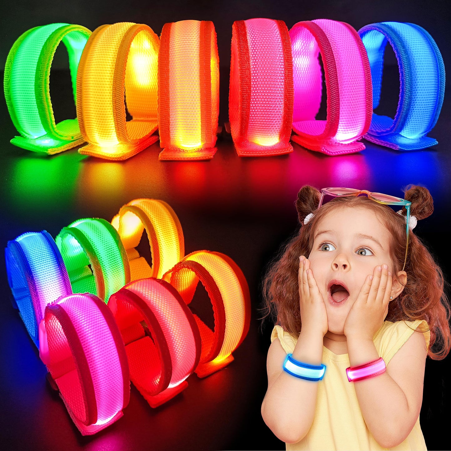 GIFTINBOX LED Light Up Bracelets – 12/6 Pack Glow Wristbands for Night Events, Concerts & Festivals