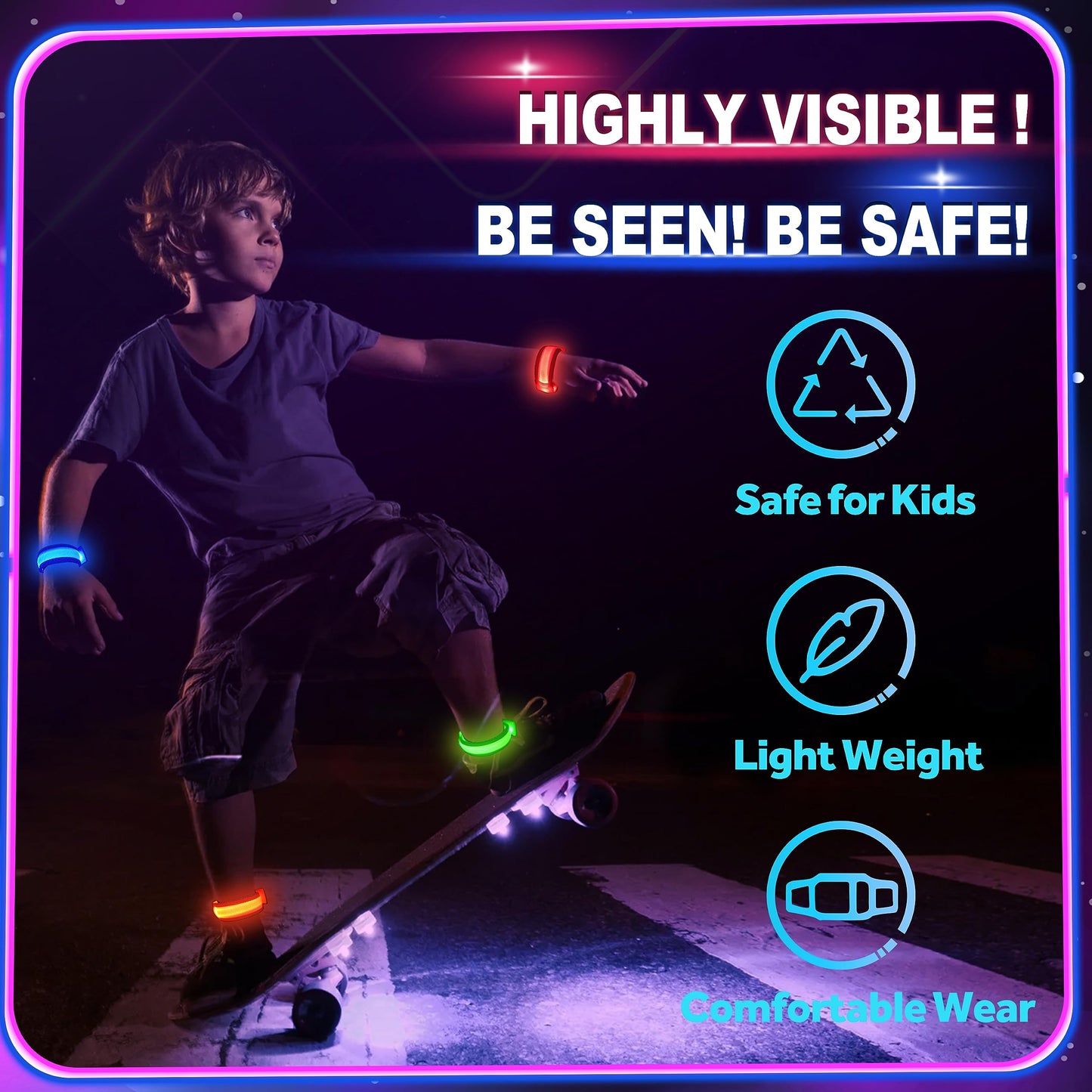 GIFTINBOX LED Light Up Bracelets – 12/6 Pack Glow Wristbands for Night Events, Concerts & Festivals
