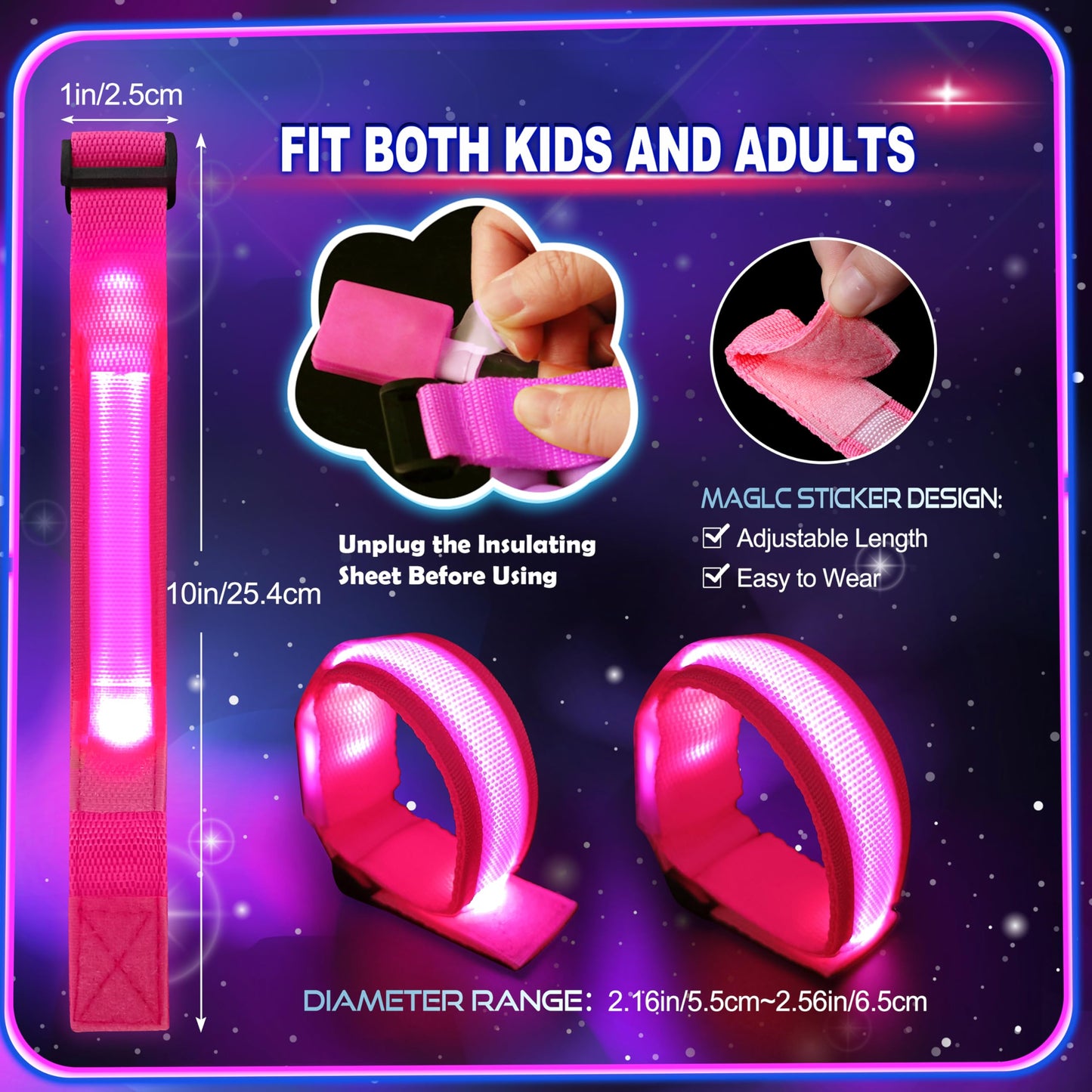 GIFTINBOX LED Light Up Bracelets – 12/6 Pack Glow Wristbands for Night Events, Concerts & Festivals