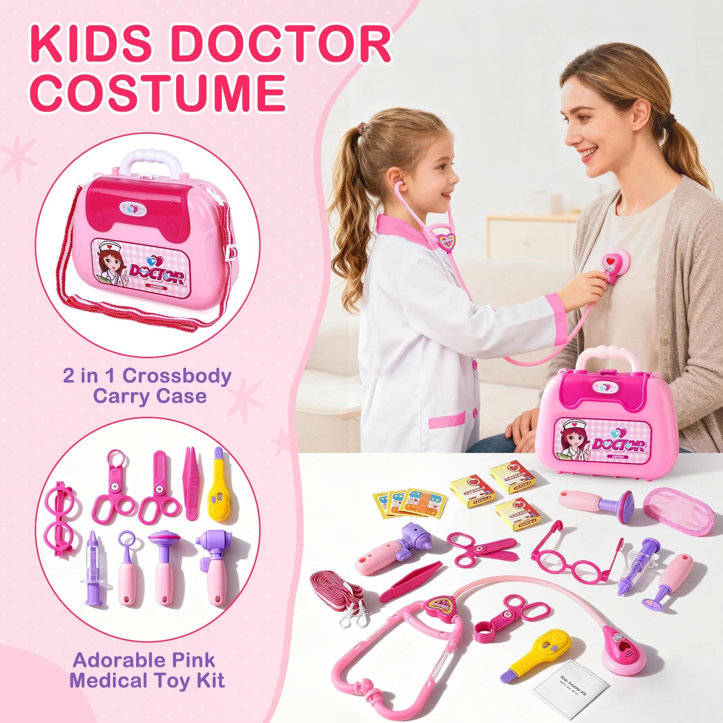 GiftinBOX Doctor Costume Kit for Kids – 22-Piece Medical Playset