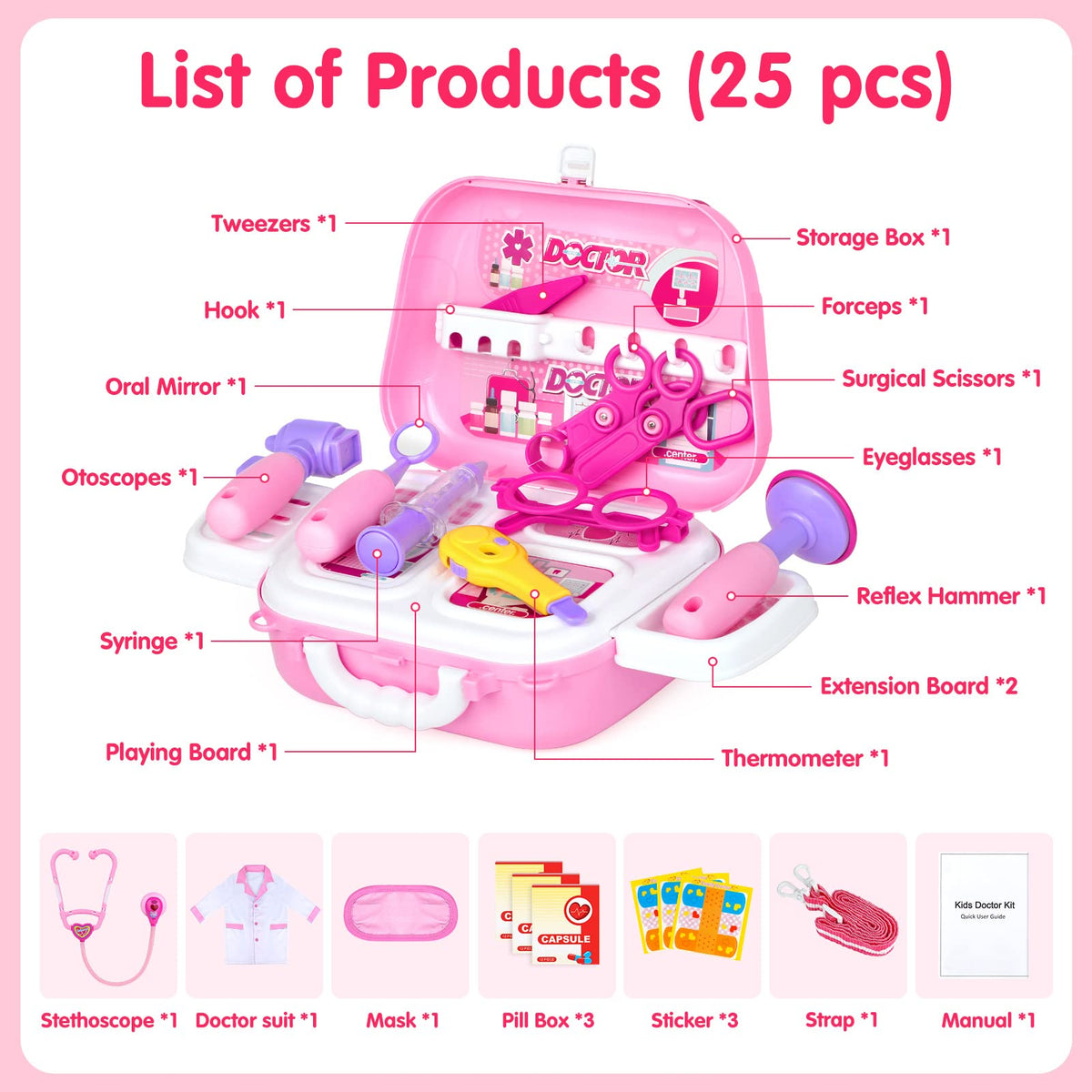 GiftinBOX Doctor Costume Kit for Kids – 22-Piece Medical Playset