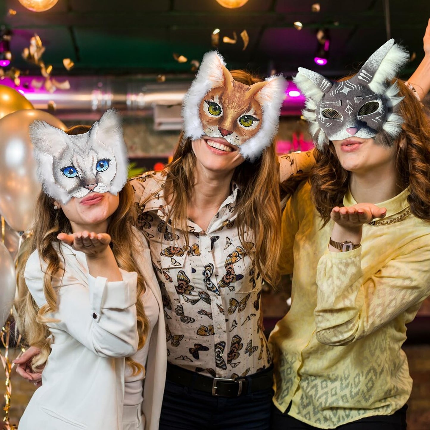 Giftota 47 Pcs DIY Therian Mask Kit – 8 Blank Cat Masks, Faux Fur & Felt for Christmas Cosplay