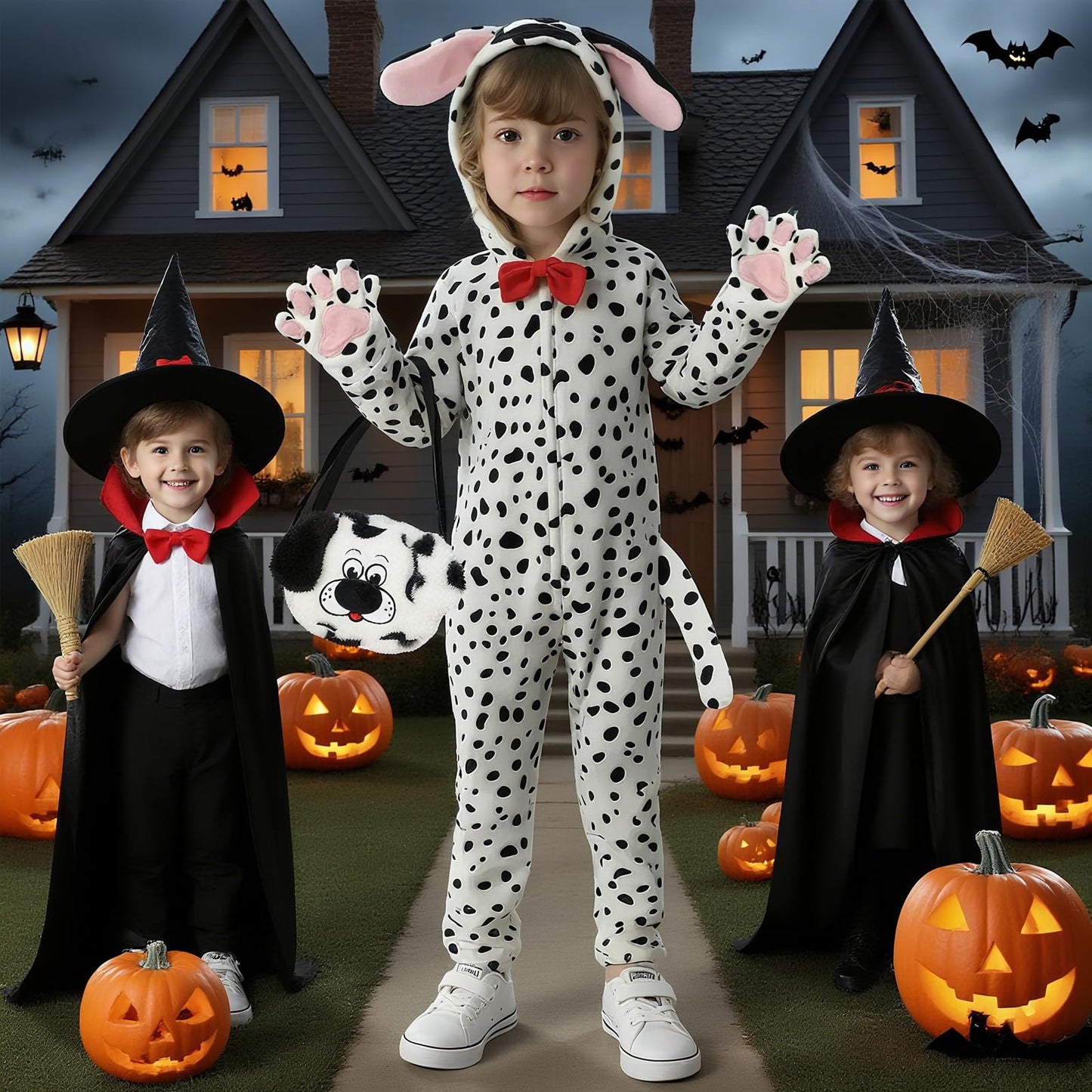 Gifts2U Dalmatian Kids Costume – Halloween Puppy Onesie (7-8 Years)