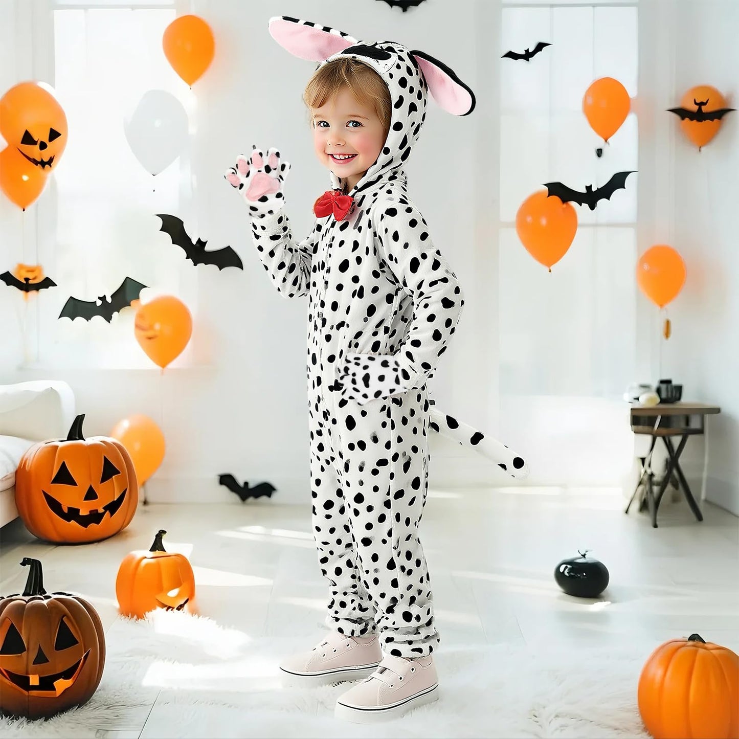 Gifts2U Dalmatian Kids Costume – Halloween Puppy Onesie (7-8 Years)