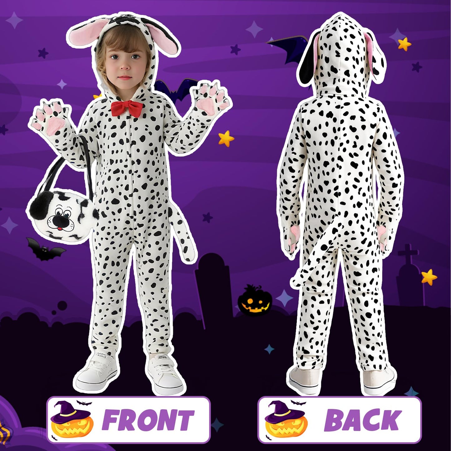 Gifts2U Dalmatian Kids Costume – Halloween Puppy Onesie (7-8 Years)