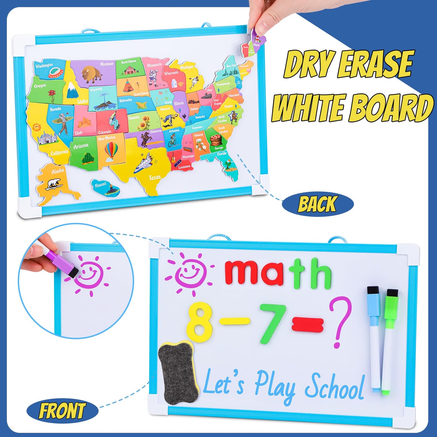 Gifts2U Pretend Play School Sets for Kids – Teacher Bag, Whiteboard, Learning Clock & Posters