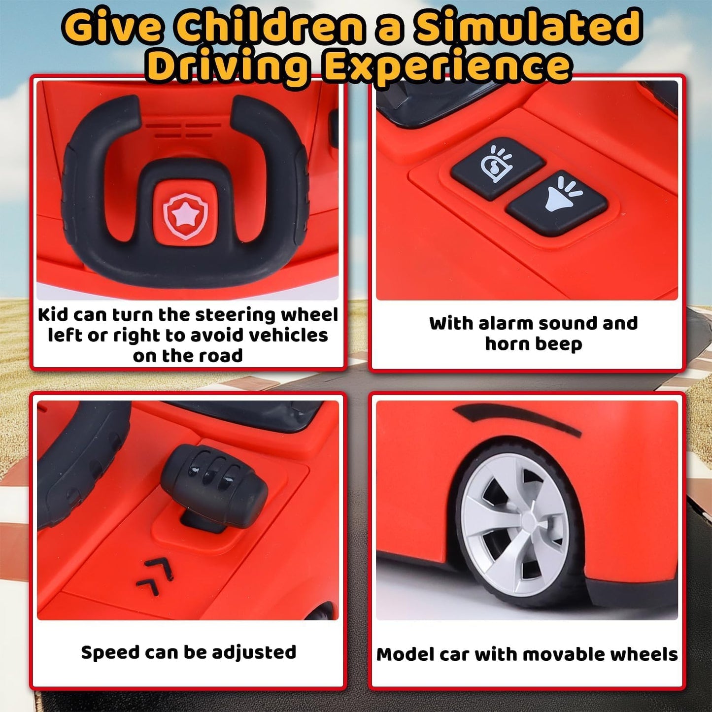 Gifts2U Musical Steering Wheel Racing Toy for Kids – Lights, Music, Red