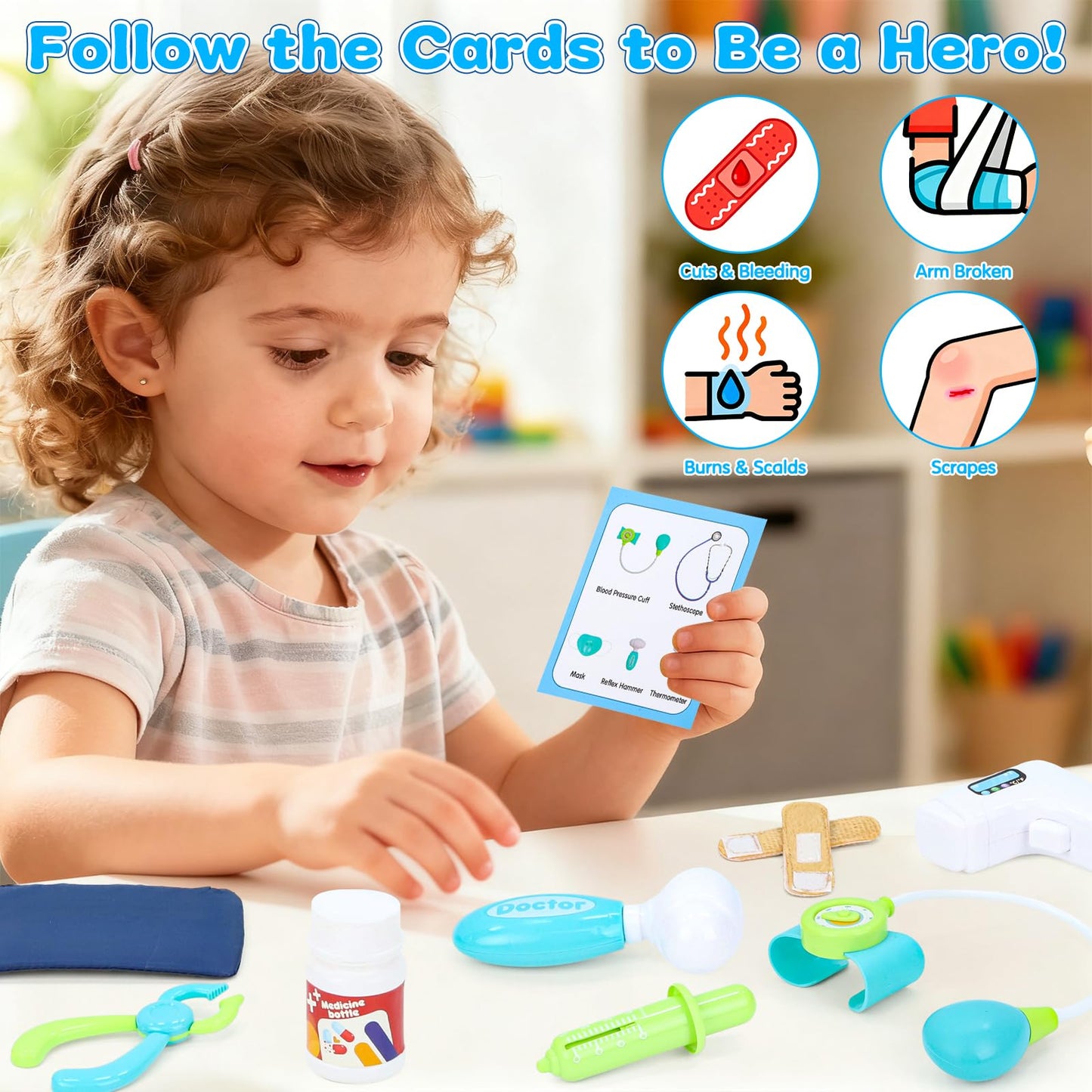 Gifts2U Kids First-Aid Kit Toy – 28-Piece Pretend Doctor Kit with Real Stethoscope