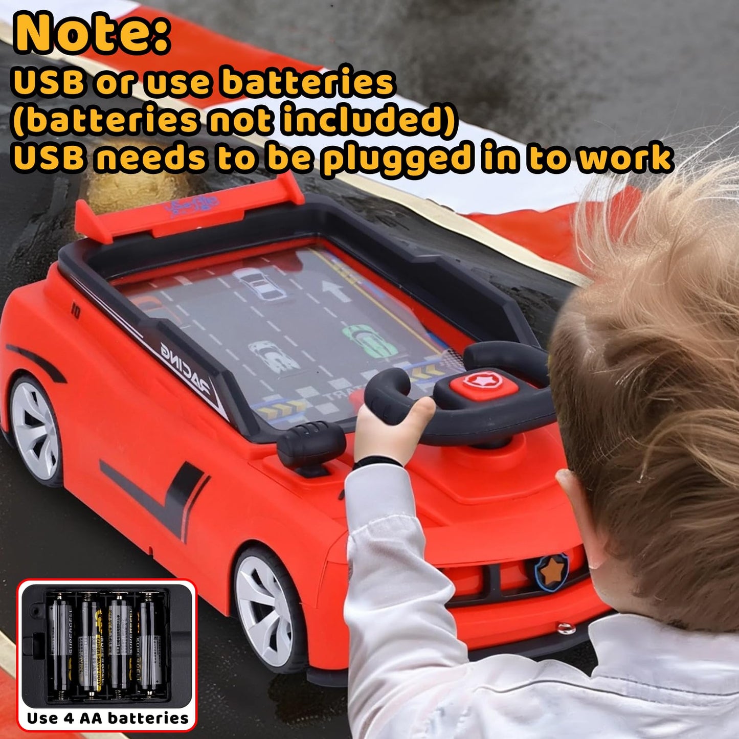 Gifts2U Musical Steering Wheel Racing Toy for Kids – Lights, Music, Red