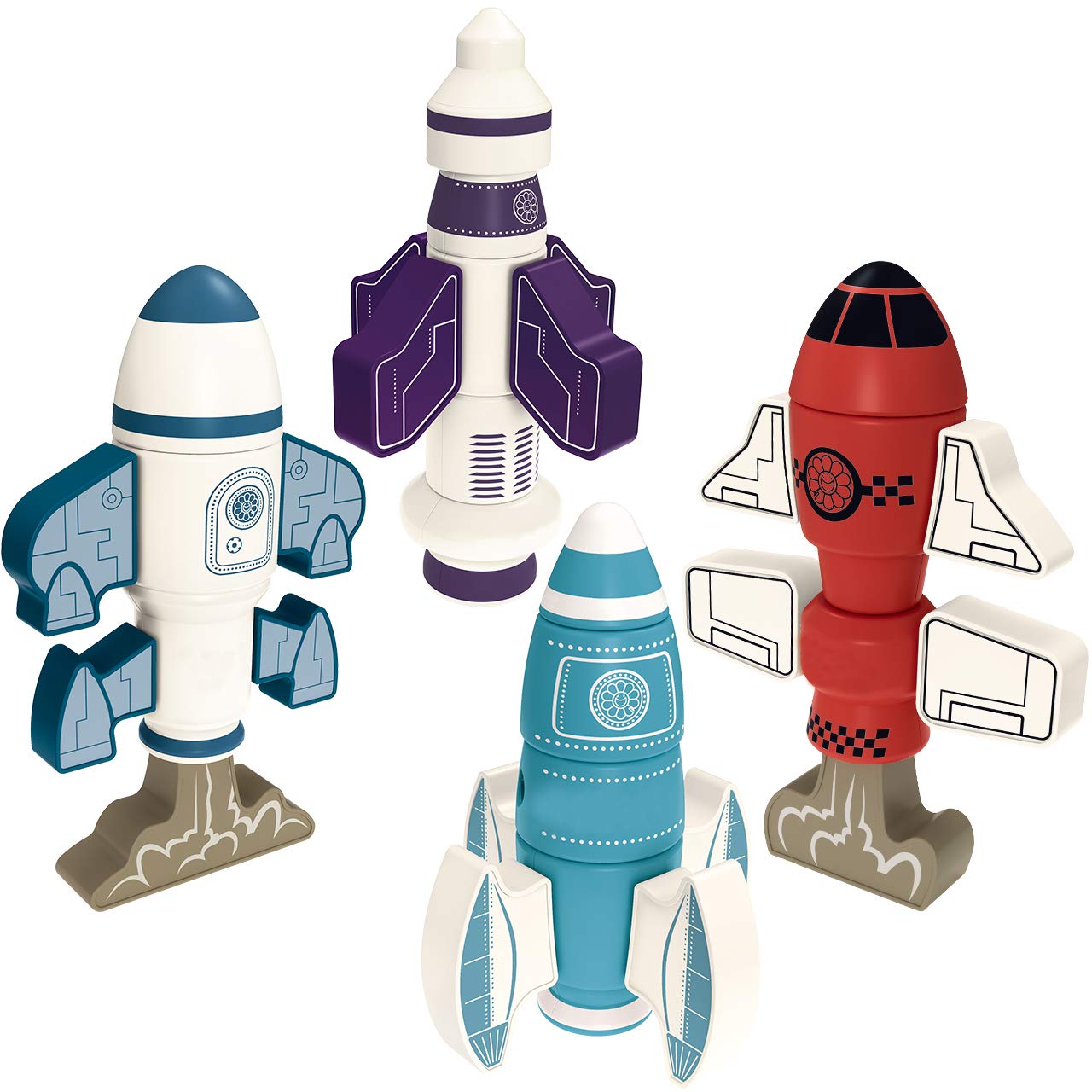 Gifts2U Magnetic Rockets Toy – STEM Magnetic Blocks & Robot Building for Kids Aged 3-6 with Storage Box