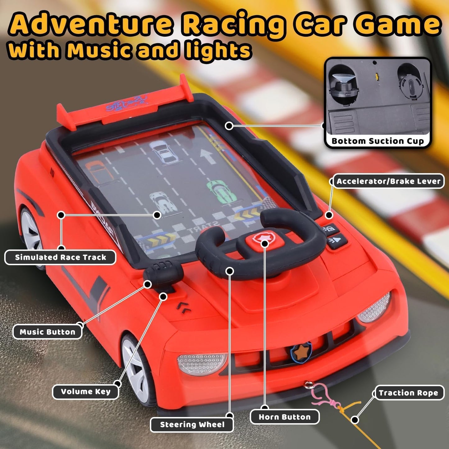Gifts2U Musical Steering Wheel Racing Toy for Kids – Lights, Music, Red