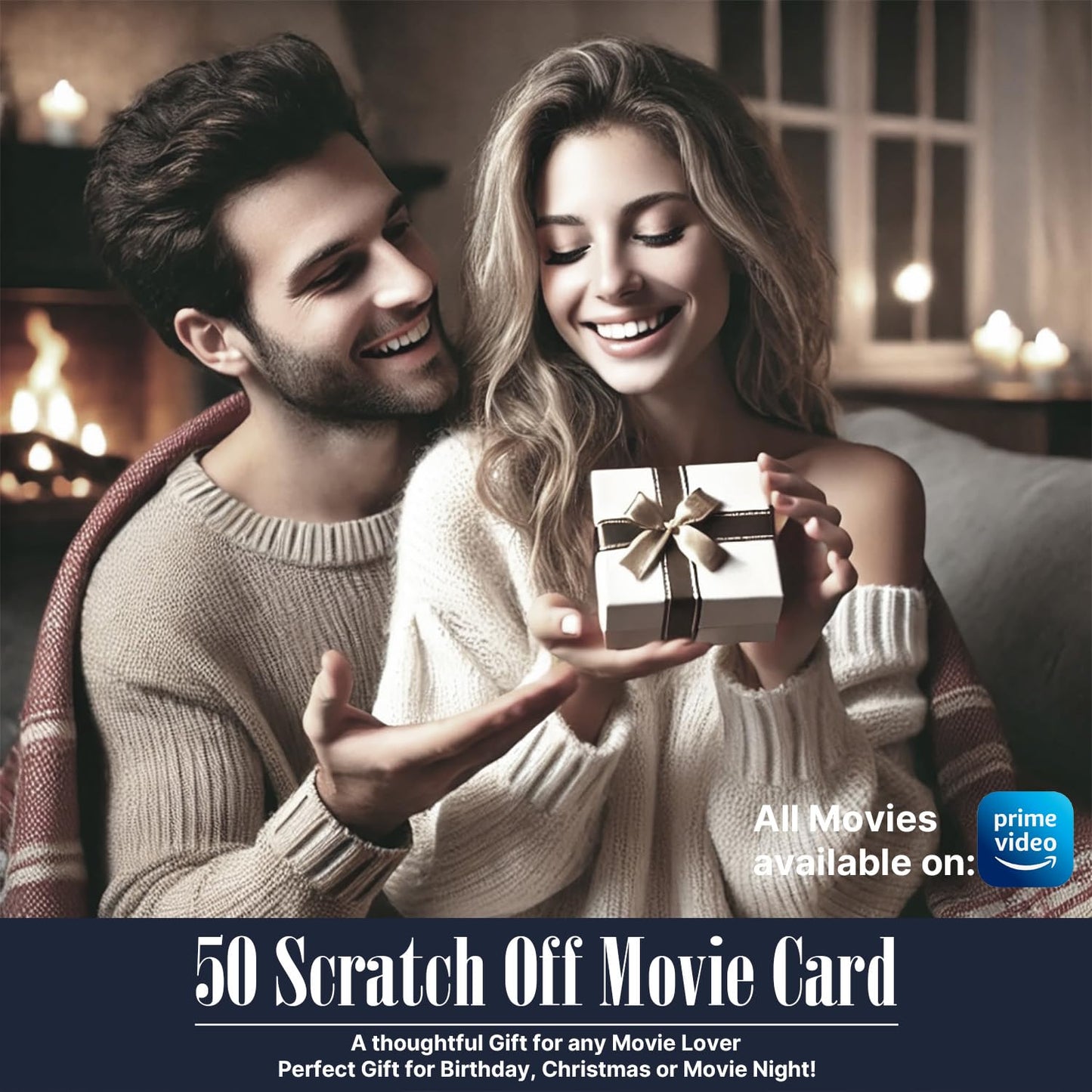 GIFTSFARM Top 50 Movie Night Scratch Off Cards | Unique Gift Ideas for Couples & Families