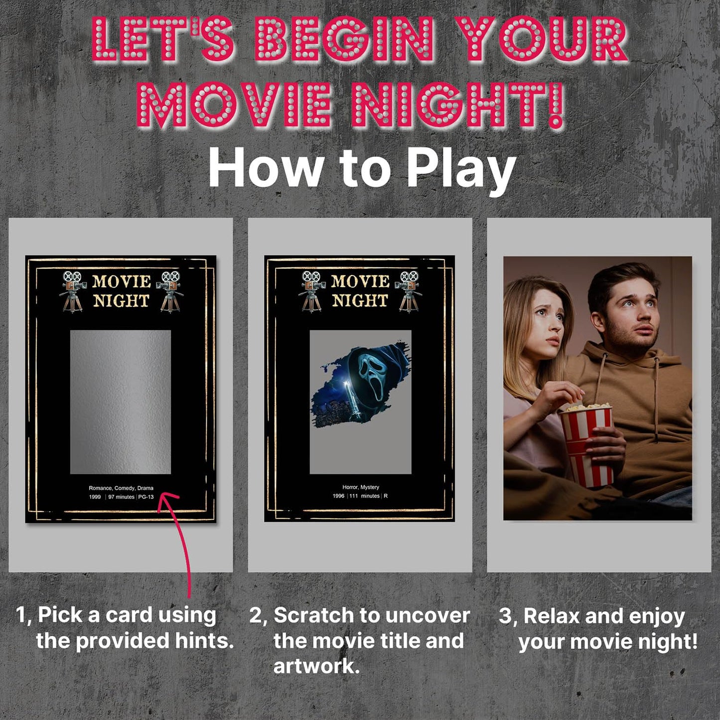 Horror Movies Scratch Off Cards | Premium Movie Night Gift – GIFTSFARM
