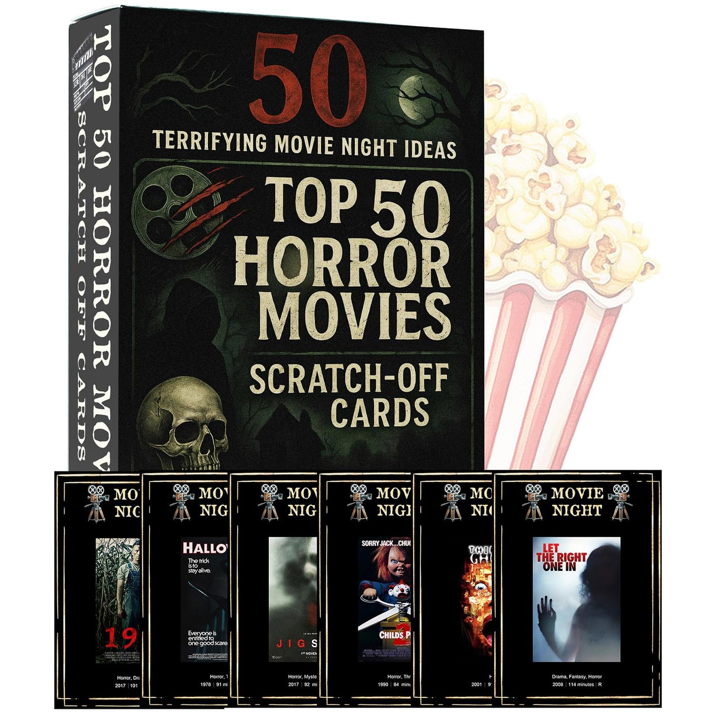 Horror Movies Scratch Off Cards | Premium Movie Night Gift – GIFTSFARM