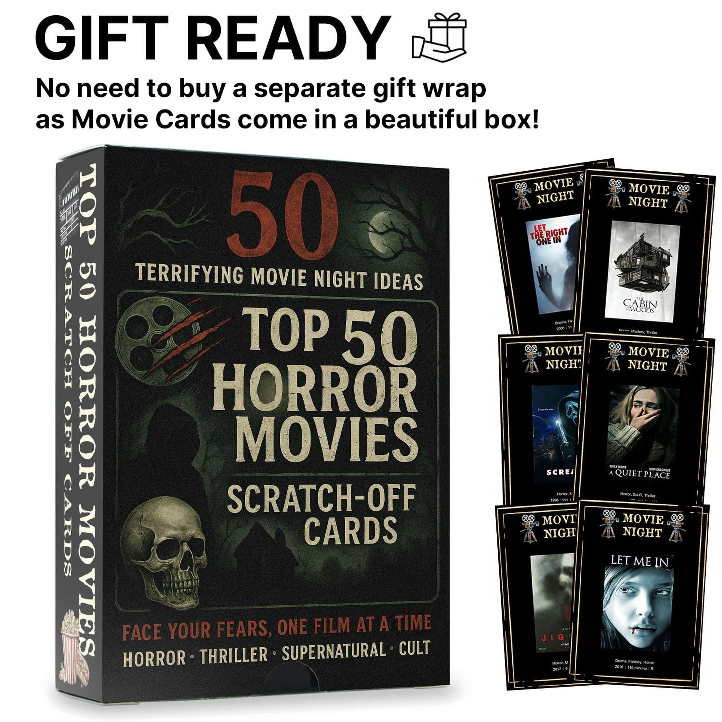 Horror Movies Scratch Off Cards | Premium Movie Night Gift – GIFTSFARM